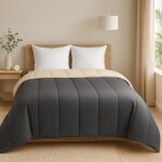 Couette l�g�re - mortreux - bicolore gris / lin - 220x240 cm - sp�cial �t� - lavable � 40�