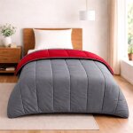 Couette - mortreux - bicolore gris anthracite / rouge - 140x200 cm - 300 g / m� - microfibre l�g�re