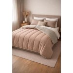 Couette - mortreux - mi - saison - 220 x 240 cm - bicolore taupe / sable - garnissage 300 g / m�