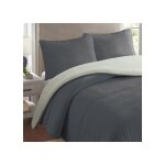 Couette polaire microfibre doubl� sherpa 240x260 cm bicolore gris par soleil docre