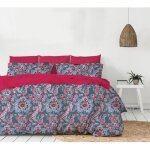 Couette simple face imprime / non tiss - mortreux - 1 personne - mi saison - bleu - polyester