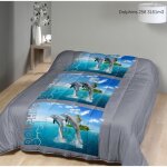 Couette temp�r�e imprim�e dauphins - 1 ou 2 personnes - mi saison - mortreux