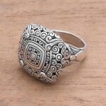 Couleur argent couleur taille 11 bague boh�me vintage pour femmes bijoux r�tro motif floral tourbillon ...