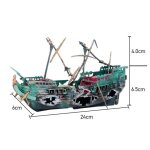 Couleur bateau cass grand aquarium dcoratif en rsine pour amnagement paysager bateau de pirate pave ...