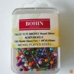 pingles  tte nacre - bohin - assorties - 150 pices - couleurs varies - tte ronde
