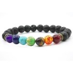 Bracelet en pierre de lave pierre 7 chakra reiki semi - pr�cieuse