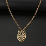 Couleur or - 50cm - colliers t�te de loup en acier inoxydable pendentif animal hip hop pour hommes cha�ne ...