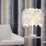 Count 1pcs lampe plume lampe de table en plumes blanc lampe de chevet avec abat - jour de bureau en plumes ...