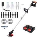Coupe - bordure sans fil tondeuse � gazon avec 2x 21v 1. 5. 0ah & chargeur batterie d�broussailleuse ...