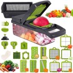 Coupe legumes multifonctions trancheur pour hachoir 22 en 1 avec r�cipient de cuisine 12 lames en acier ...