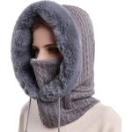 Ensemble hiver - gazechimp - chapeau charpe masque - gris - tricot - sportswear