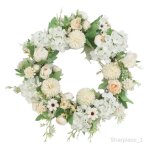 Couronne de fleurs - artificiel - pivoine - 40 cm - d�coration int�rieure / ext�rieure - vert clair