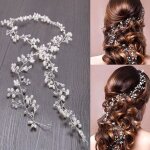 Couronne de mariage - accessoire de cheveux - 100cm - argent - strass et perles - lgant et durable