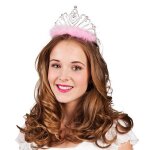 Couronne de princesse plumes rose fille - accessoire de dguisement bijou fantaisie