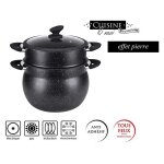 Couscoussier - 10 litres - revtement anti - adhrent greblon - sans pfoa - couleur noir