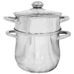Couscoussier traiteur / cuit vapeur / faitout 3 en 1 inox avec couvercle en verre compatible tous feux ...