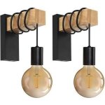 Cousin applique murale interieur vintage rtro bois et mtal e27 dcoration pour le couloir maison bar ...