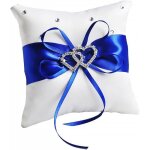 Coussin alliance mariage 10x10cm bleu avec n?ud satin - accessoire c�r�monie porte - alliances dupcheliry ...