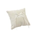Coussin pour alliances en toile amour 15 x 15 cm - marron