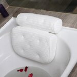 Coussin de bain oreiller de baignoir 4d avec 7 ventouses antidrapant - blanc