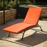 Coussin bain de soleil - matelas pour transat déhoussable - 185x60x5cm - orange Coussin bain de soleil - matelas pour transat déhoussable - 185x60x5cm - orange