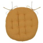 Coussin de chaise ronde r�versible curry et lin