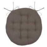 Coussin de chaise ronde rversible taupe et lin
