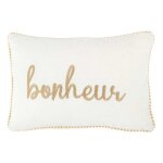 Coussin d�co bonheur ellis 30x45cm blanc