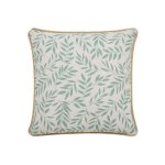 Coussin dehous compr passepoil 45 x 45 cm polycoton imprime + jute naya sauge