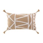 Coussin dhoussable pompons 30x50cm jute - taille: 30x50cm - coloris: blanc