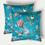 Coussin ext�rieur imperm�able - coussin d�coratif 45x45 cm - bleu oiseaux - lot de 2 - homescapes