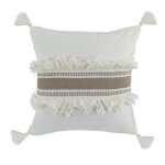 Coussin dehoussable � pompons indira taupe