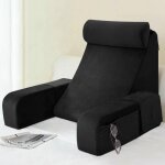 Coussin de lecture avec grandes poches - dossier de lit d�houssable - taille m - noir