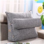 Coussin de lecture triangulaire cale nuque soutien dos en lin pour chaise de bureau canap - lit grismm ...