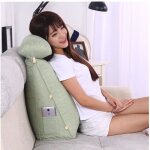 Coussin de lecture triangulaire cale nuque soutien dos en lin pour chaise de bureau canap - lit vert ...