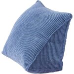 Coussin de lecture triangulaire - dok - velours c�tel� - bleu - 20x36x40 cm - soutien dorsal - multifonction ...