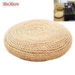Coussin de m�ditation en paille ronde garniture soyeuse accessoire de yoga et m�ditation