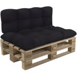 Coussins de palettes matelass - pokar - noir - set 2 pices - intrieur / extrieur