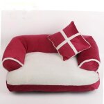Coussin panier corbeille pour chien chat dhoussable souple avec un petit oreiller - rose rouge 70 * ...