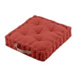 Coussin de sol en coton uni terracotta