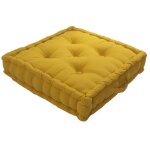 Coussin de sol - lola - moutarde - 50 x 50 x 10 cm - 100% coton - intrieur
