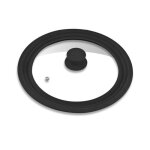 Couvercle universel en verre bremermann avec bord en silicone 24 / 26 / 28 cm moyen (noir)