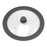 Couvercle en verre universel bremermann avec bord en silicone 30 / 32 / 34 cm grand (gris)