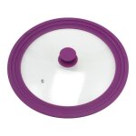 Couvercle en verre universel bremermann avec bord en silicone 30 / 32 / 34 cm grand (violet)