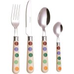 Couverts - exzact - 16 pcs - acier inoxydable - motifs  pois - compatible lave - vaisselle