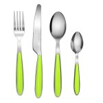 Couverts en inox - exzact - 16 pi�ces - poign�es vertes - compatible lave - vaisselle - acier inoxydable ...