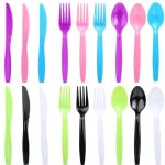 Couverts en plastique - qjrrx - 180pcs - r�utilisables - 6 couleurs - compatible lave - vaisselle