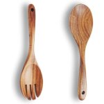 Couverts � salade - bois de teck - set de 2 pi�ces - cuill�re et fourchette - �cologique et durable