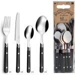 Couverts de table en acier inoxydable - suteo - 16 pi�ces - saxo - noir - acier inoxydable 18 / 0