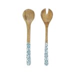 Couverts de table - couverts  salade en bois jaipur - 22cm - bleu